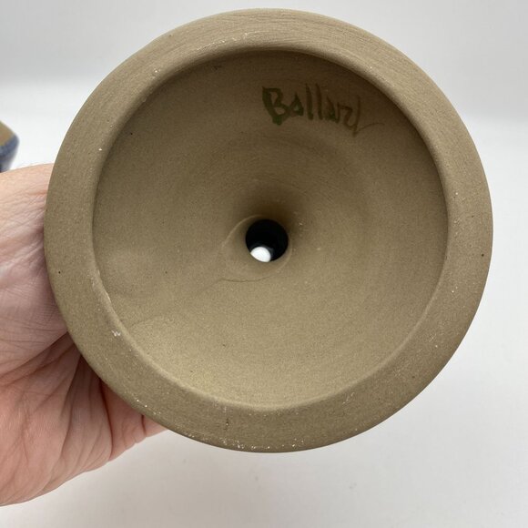 Studio Pottery Taper candlestick holders stoneware Signed Ballard country chic - Picture 8 of 11